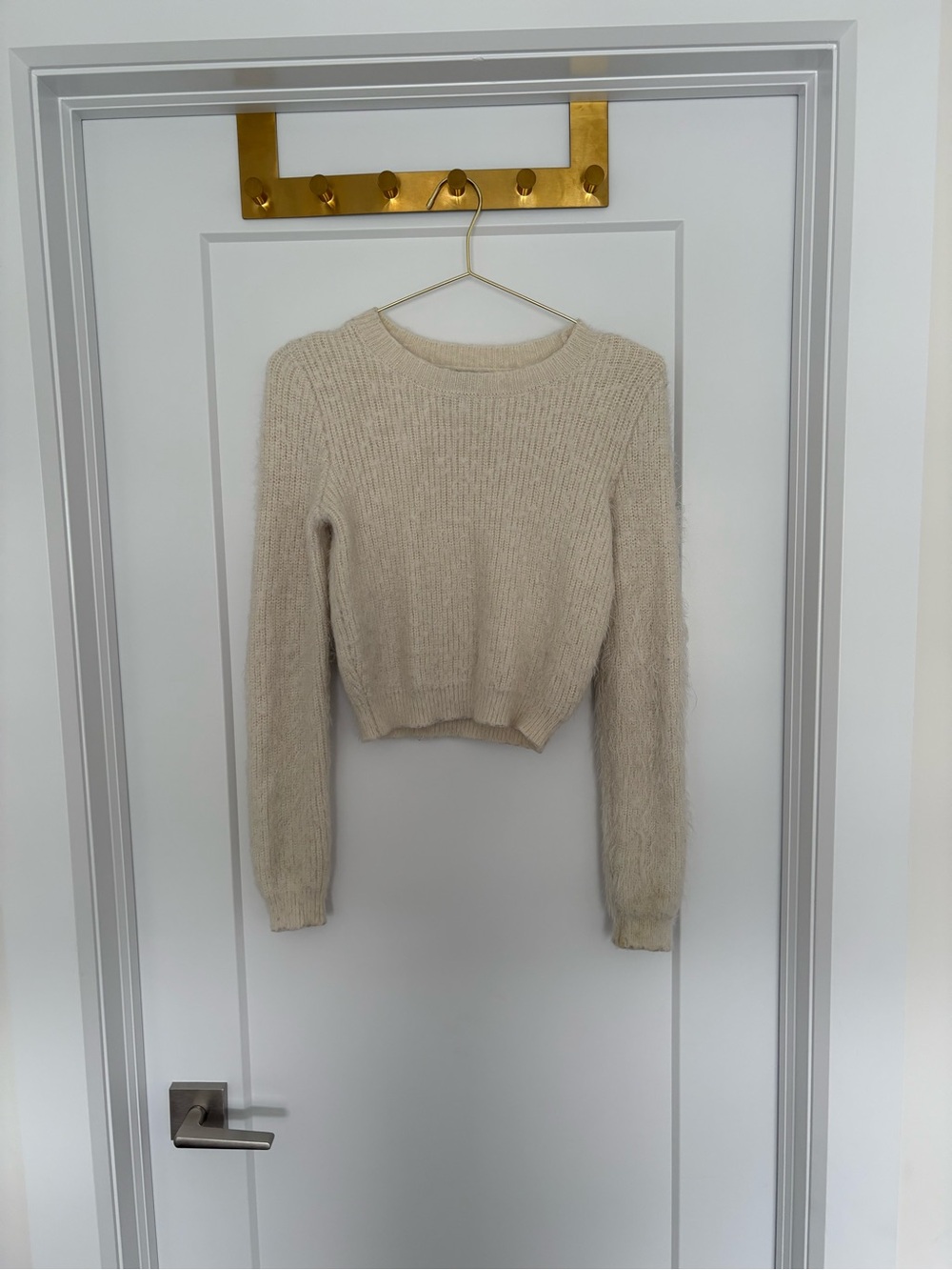 Forever 21 Cream Ribbed Crew Sweater